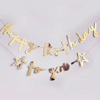 Gold Happy Birthday To You Banner - Double Layered General Party