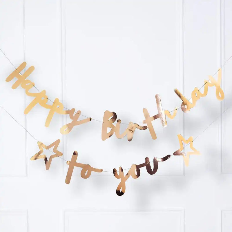 Gold Happy Birthday To You Banner - Double Layered General Party