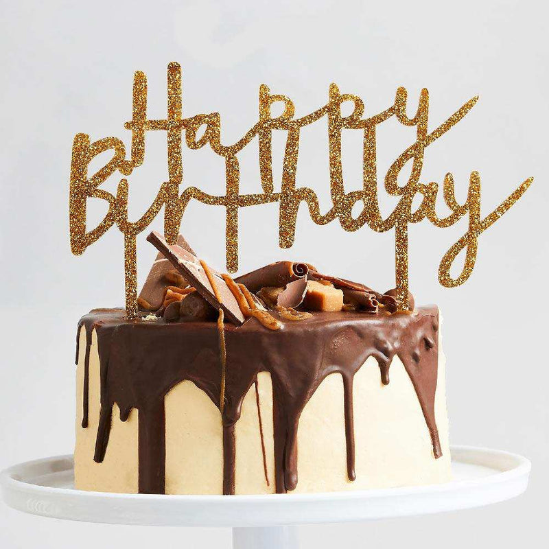 Gold 'Happy Birthday' Acrylic Cake Topper General Party