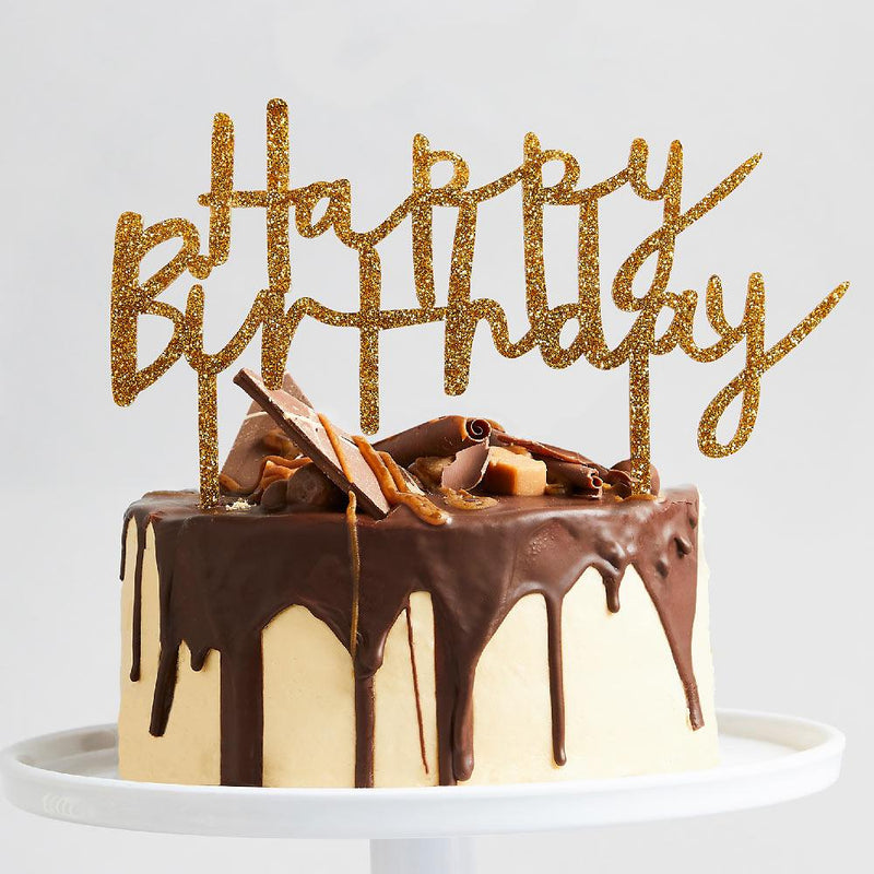 Gold 'Happy Birthday' Acrylic Cake Topper