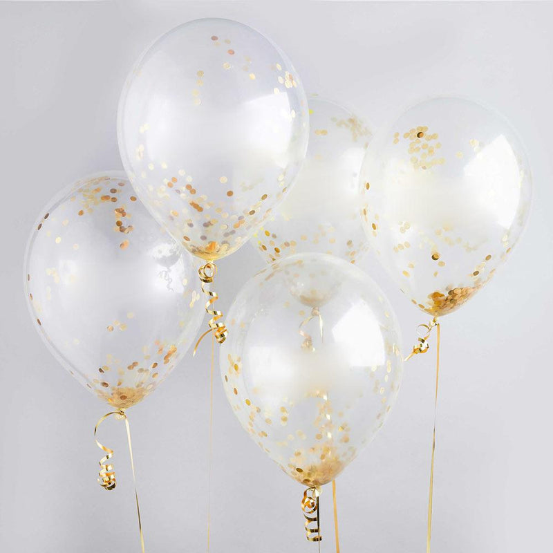 Gold Confetti Balloons (x5)