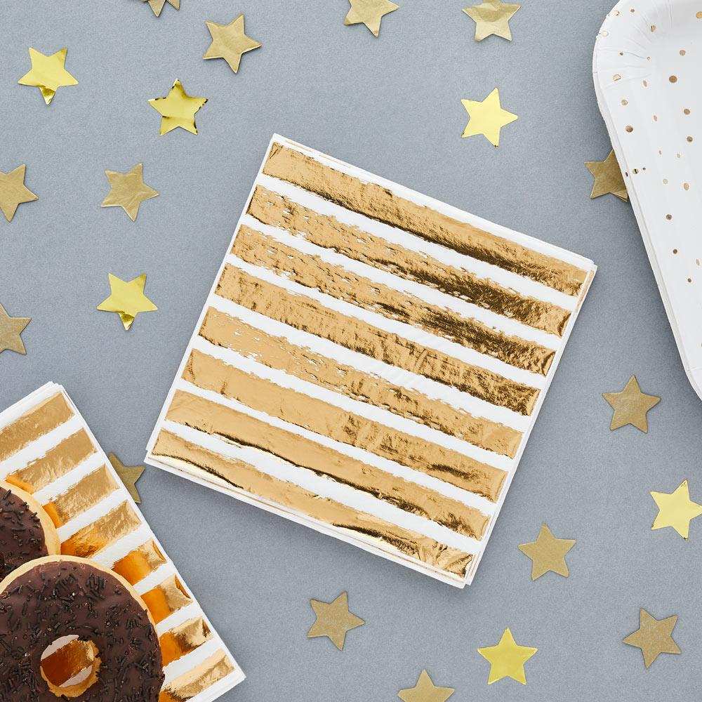 Gold Striped Napkins (x16) General Party