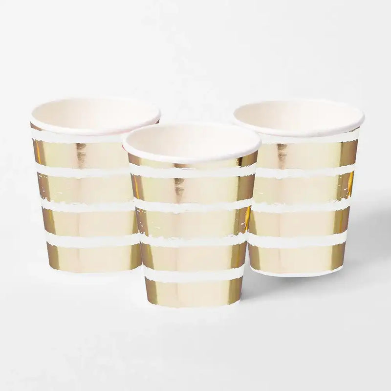 Gold Striped Paper Cups (x8) General Party