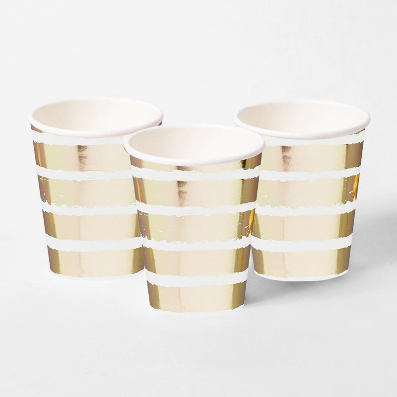Gold Striped Paper Cups (x10)
