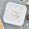 Gold 'Let's Party' Paper Plates (x8) General Party
