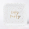 Gold 'Let's Party' Paper Plates (x8) General Party