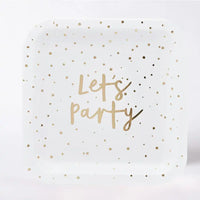 Gold 'Let's Party' Paper Plates (x8) General Party