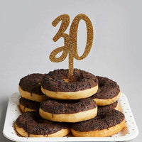 Gold Glitter Acrylic '30' Cake Topper Milestone