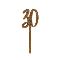 Gold Glitter Acrylic '30' Cake Topper Milestone