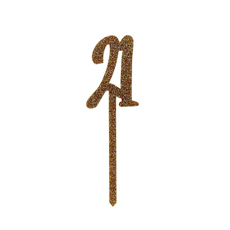 Gold Glitter Acrylic '21' Cake Topper Milestone