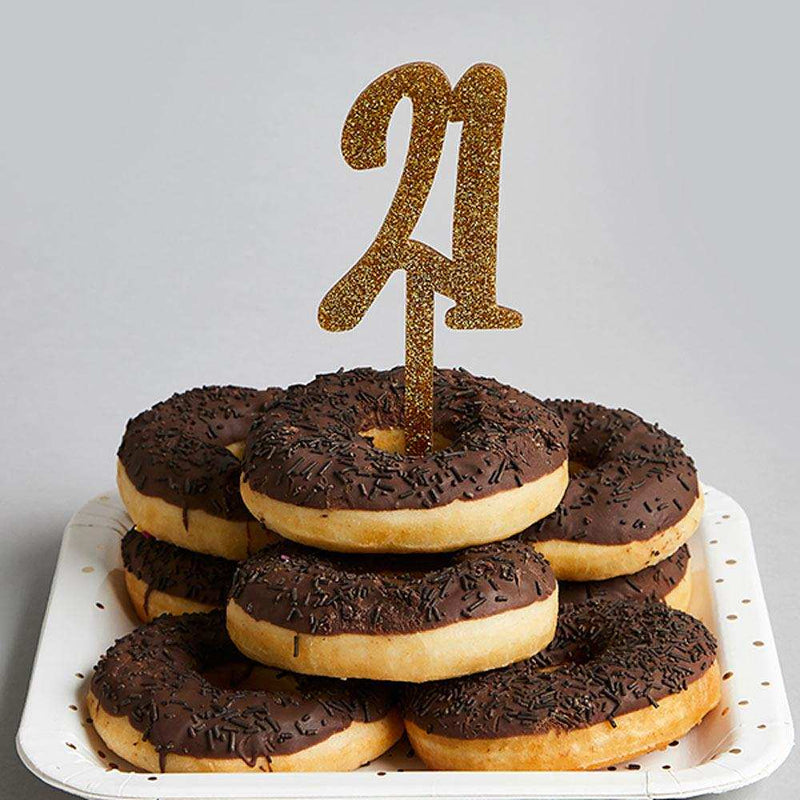 Gold Glitter Acrylic '21' Cake Topper Milestone