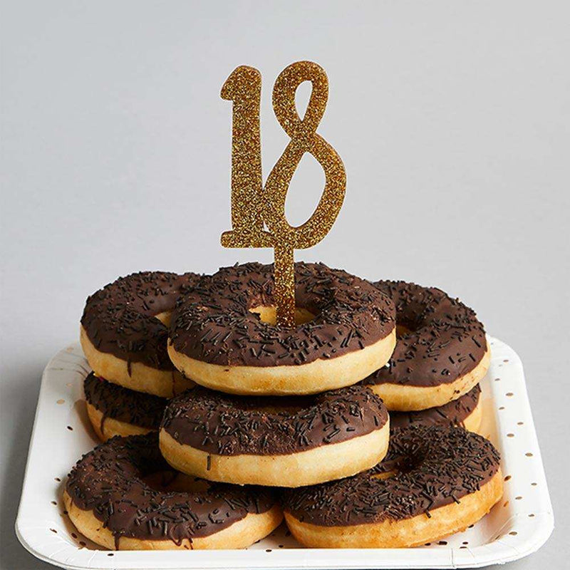 Gold Glitter Acrylic '18' Cake Topper Milestone