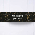 Black & Gold 40th Birthday Personalised Party Banner