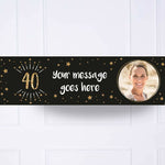 Black & Gold 40th Birthday Personalised Party Banner