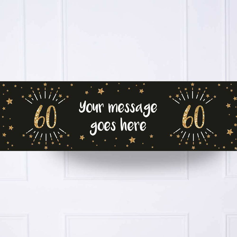 Black & Gold 60th Birthday Personalised Party Banner