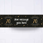 Black & Gold 70th Birthday Personalised Party Banner