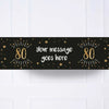 Black & Gold 80th Birthday Personalised Party Banner Personalised Banner