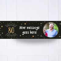 Black & Gold 80th Birthday Personalised Party Banner Personalised Banner