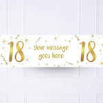 White & Gold 18th Personalised Party Banner