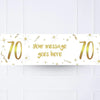 White & Gold 70th Personalised Party Banner No Personalised Banner