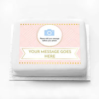 Personalised Photo Cake - Pink Pastel Perfection Photo & Message Large (up to 20 small portions) Personalised Cake