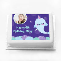 Personalised Photo Cake - Narwhal Personalised Cake