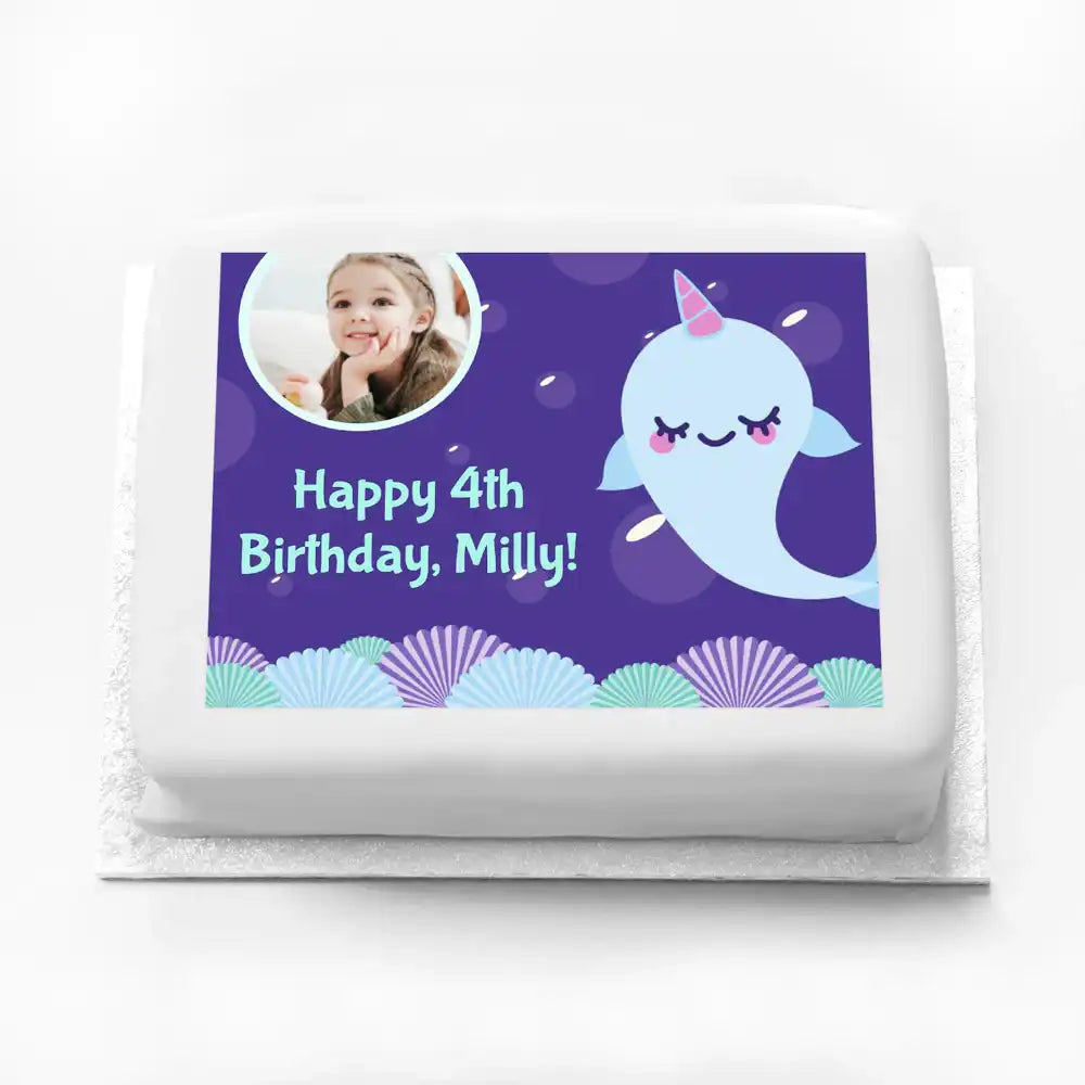 Personalised Photo Cake - Narwhal Personalised Cake