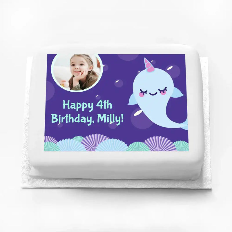 Personalised Photo Cake - Narwhal Personalised Cake