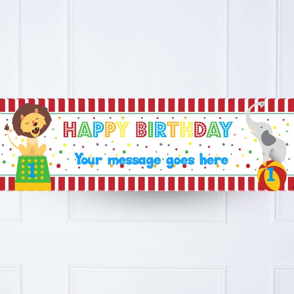 Circus 1st Birthday Personalised Party Banner No Personalised Banner