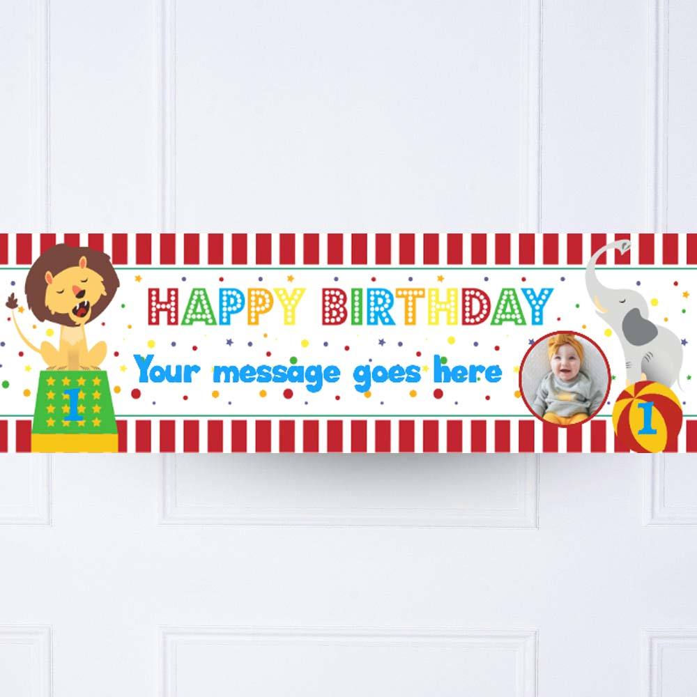 Circus 1st Birthday Personalised Party Banner Yes Personalised Banner