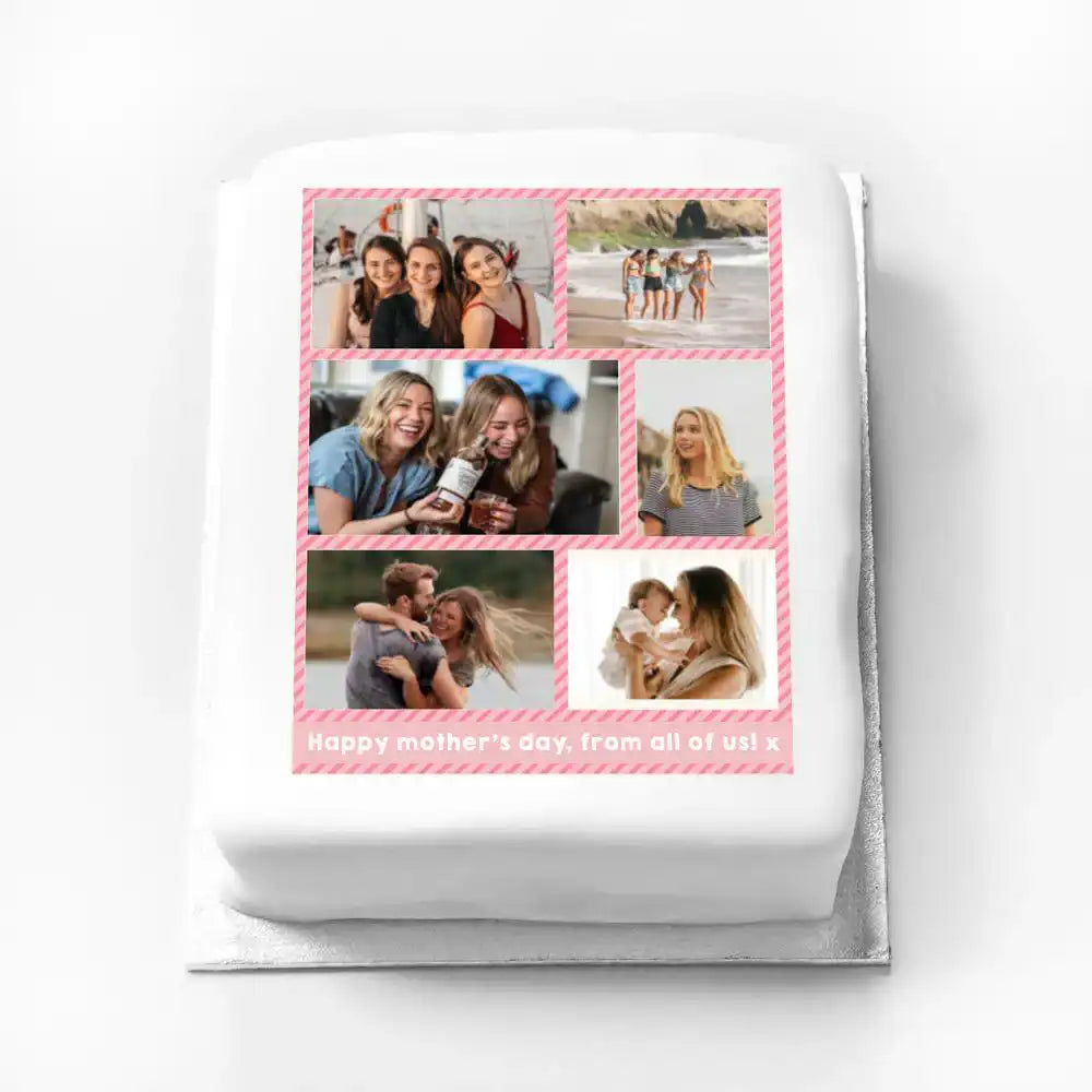 Personalised Multi Photo Cake - Pink Pastel Personalised Cake