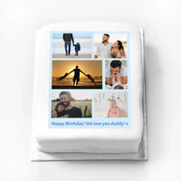 Personalised Blue Pastel Multi Photo Cake Personalised Cake