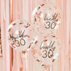 Rose Gold Confetti Filled 'Hello 30' Balloons Milestone