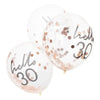 Rose Gold Confetti Filled 'Hello 30' Balloons Milestone