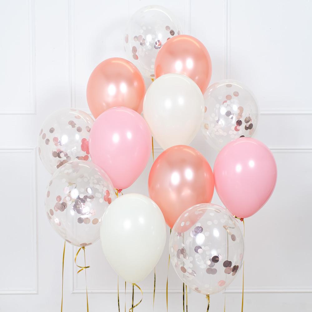Confetti Balloon Bouquet - Rose Gold & Pink Rose Gold