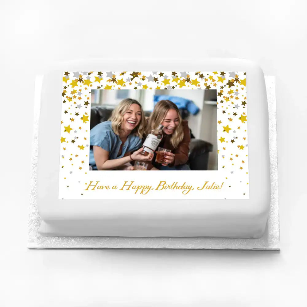 Personalised Photo Cake - Metallics Confetti Personalised Cake
