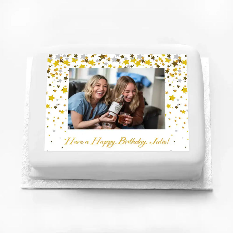 Personalised Photo Cake - Metallics Confetti Personalised Cake