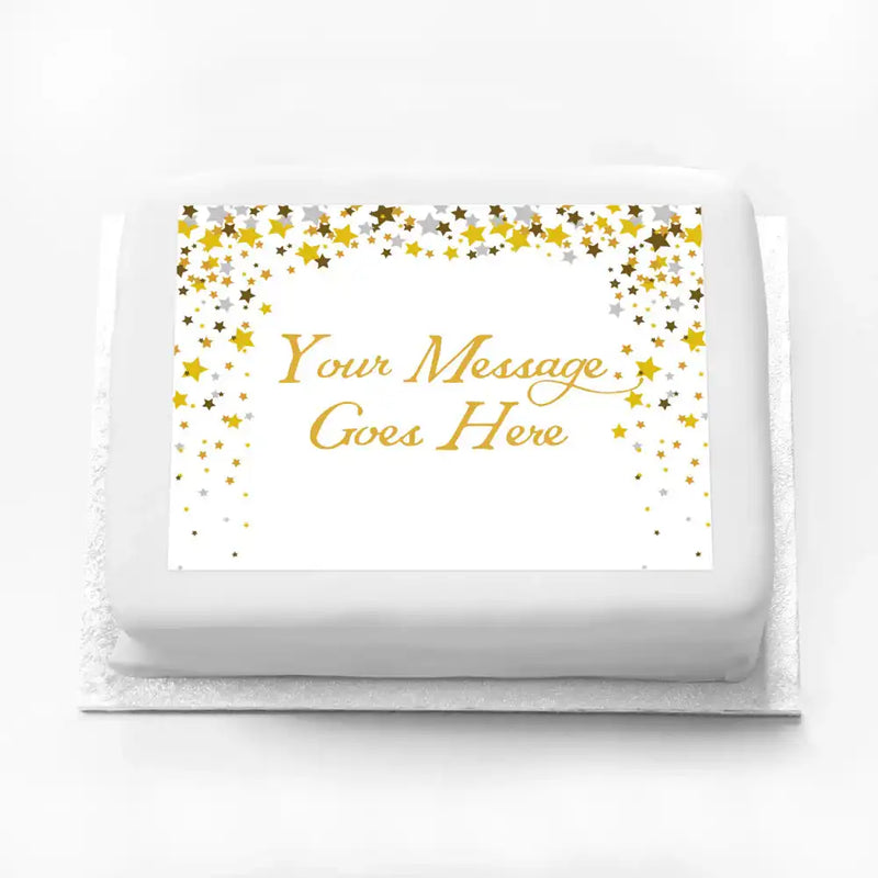 Personalised Photo Cake - Metallics Confetti Message Only Large (up to 20 small portions) Personalised Cake