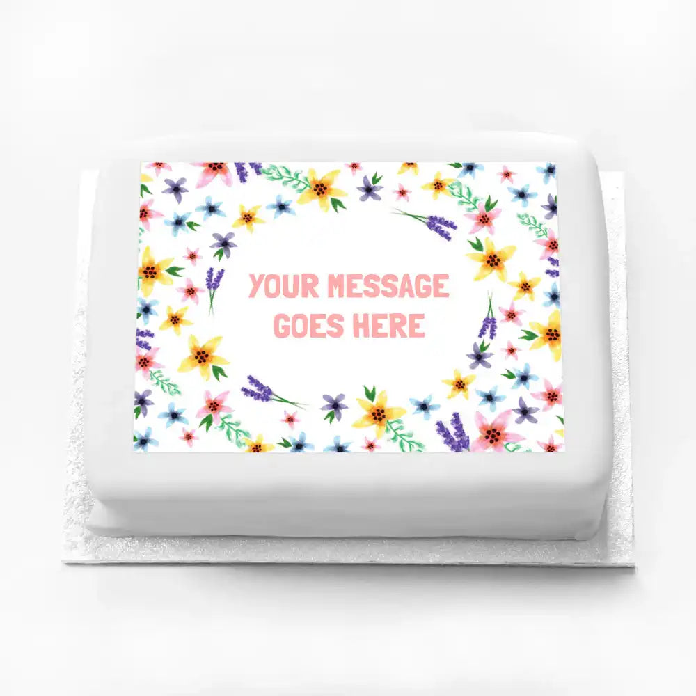 Personalised Photo Cake - Fancy Floral Personalised Cake