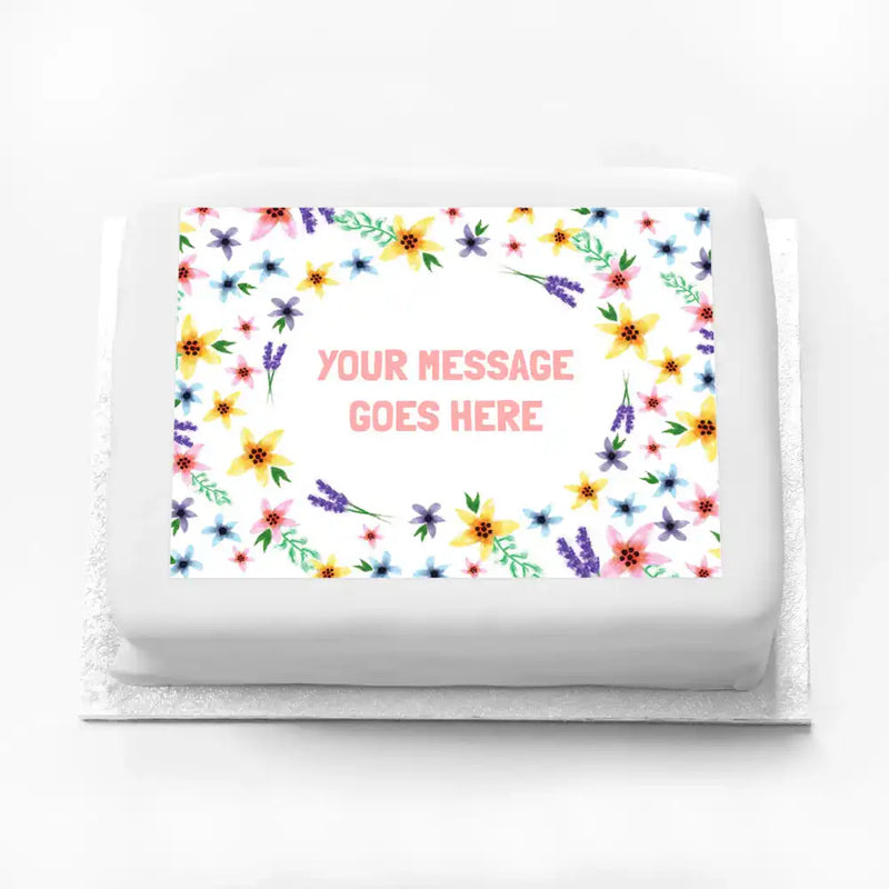 Personalised Photo Cake - Fancy Floral Personalised Cake