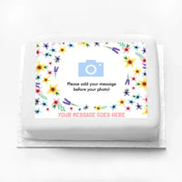 Personalised Photo Cake - Fancy Floral Personalised Cake