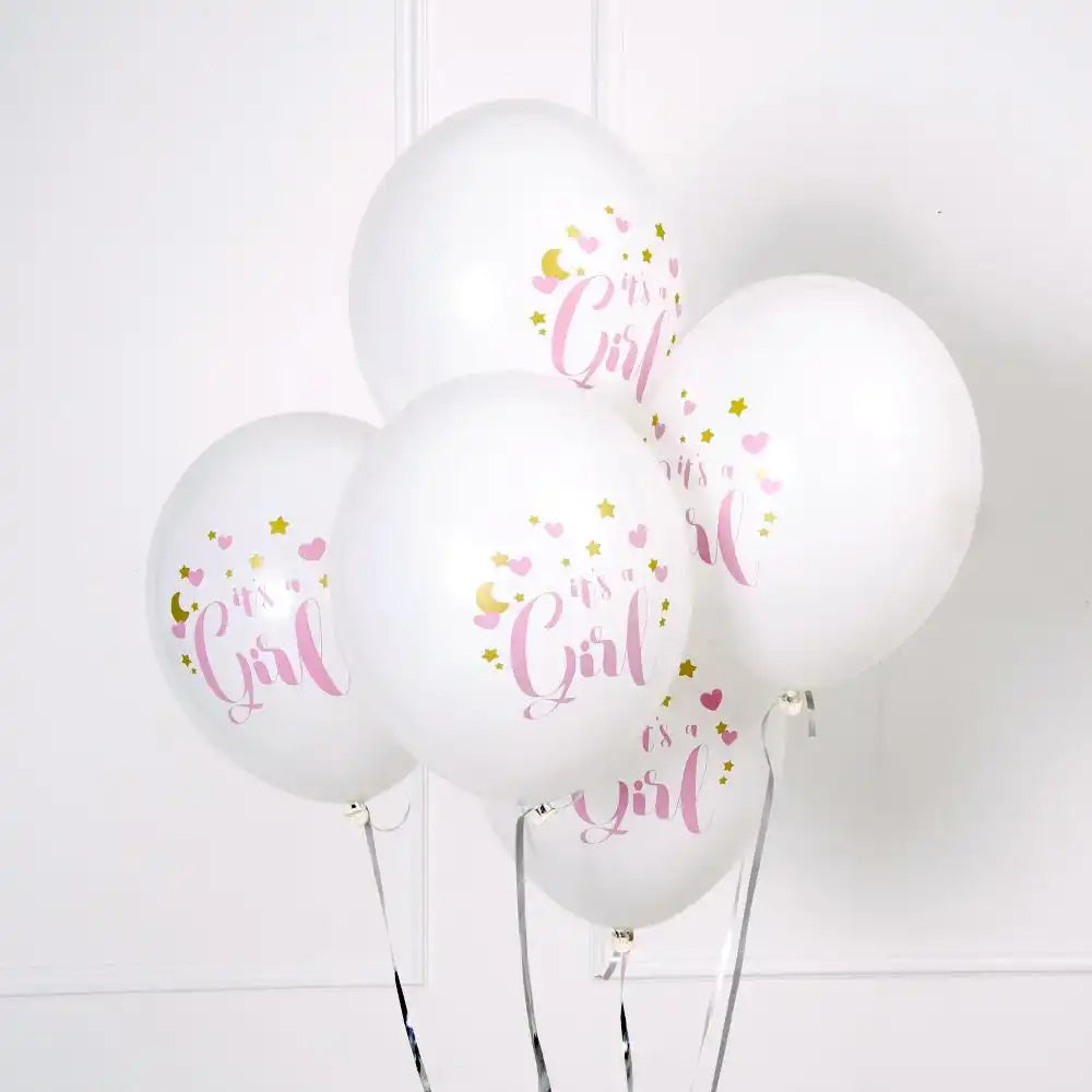 'It's a Girl' Latex Balloons (x6) Baby Shower