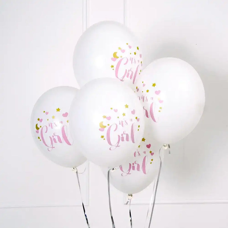 'It's a Girl' Latex Balloons (x6) Baby Shower