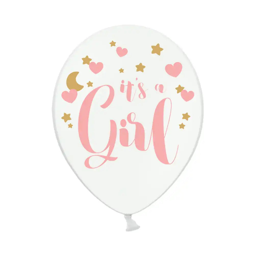 'It's a Girl' Latex Balloons (x6) Baby Shower