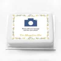 Personalised Photo Cake - Metallics Frame Photo & Message Personalised Cake