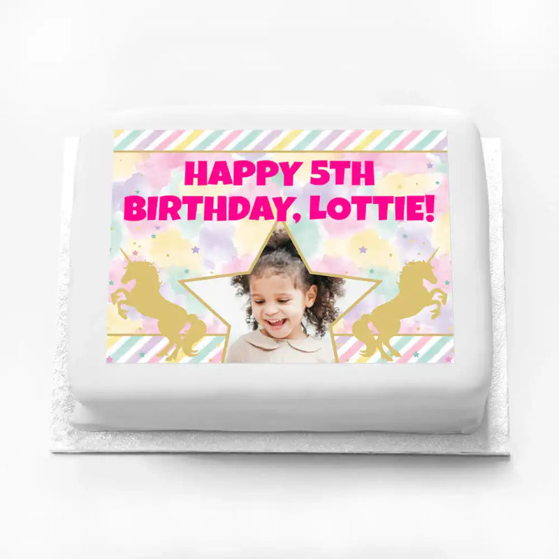 Personalised Photo Cake - Unicorn Sparkle Personalised Cake