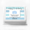 Personalised Photo Cake - Silver & Blue 1st Birthday Celebration Photo & Message Personalised Cake