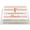 Personalised Photo Cake - Gold & Pink 1st Birthday Celebration Message Only Personalised Cake