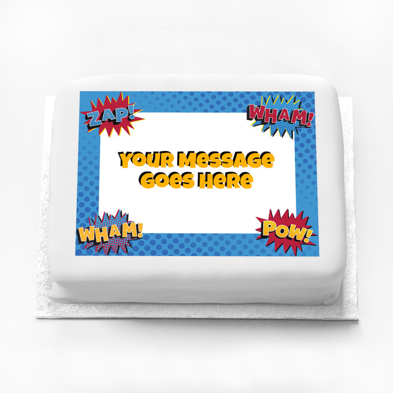 Personalised Photo Cake - Super Hero Slogan