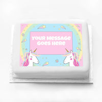 Personalised Photo Cake - Rainbow Unicorn Message Only Personalised Cake